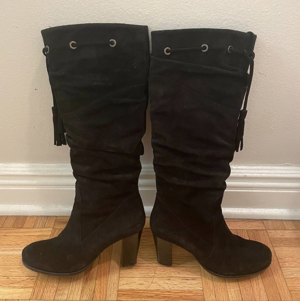 Black suede boots